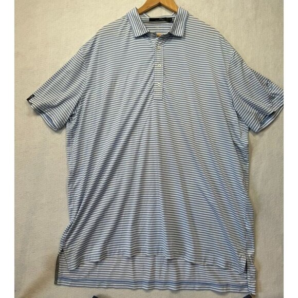 RLX Ralph Lauren Polo Shirt Short Sleeved Blue and White Striped Men's Size XXL - Picture 1 of 7
